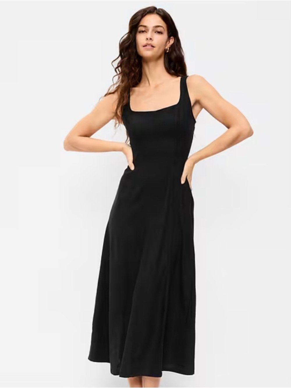 Universal Thread Black Sleeveless Scoop Neck Midi Dress